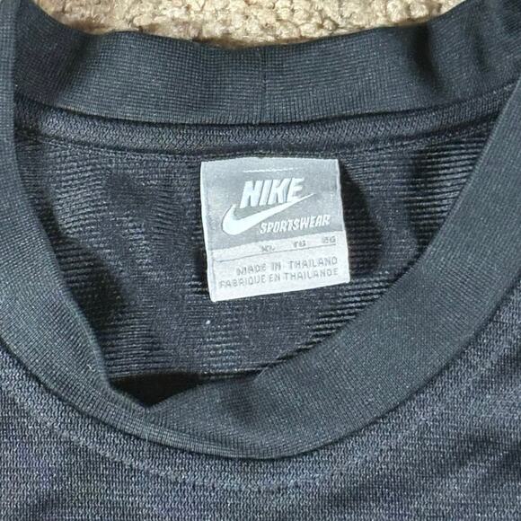 VTG Nike Air Soccer Short Sleeve Jersey Shirt Warm Up Size XL Black Striped Logo - Picture 4 of 4